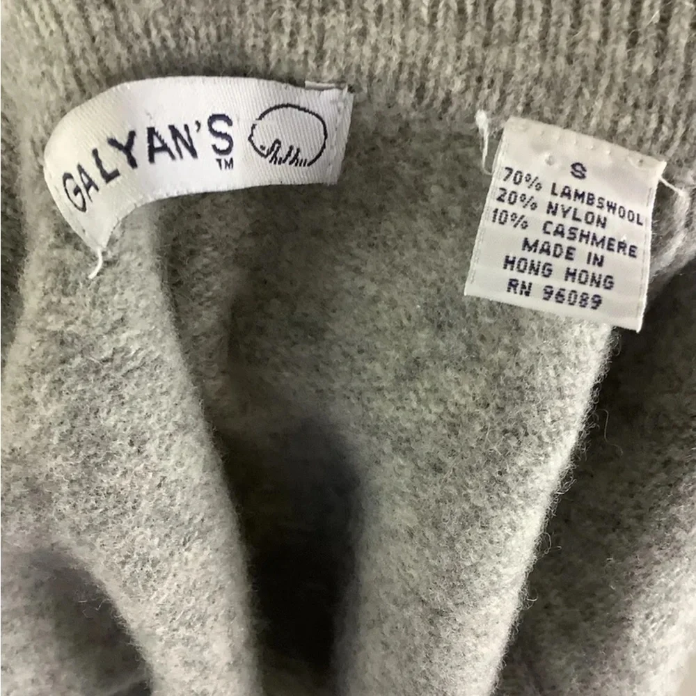 Galyan's Womens Sz S Lambswool Cashmere Sweater Vest Gray Full Zip Sleeveless